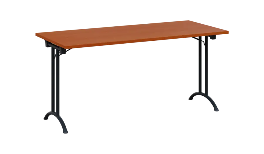 SLA 160 lak skládací jednací stůl 1600x700, deska 25 mm, podnož černý lak, deska třešeň šumavská